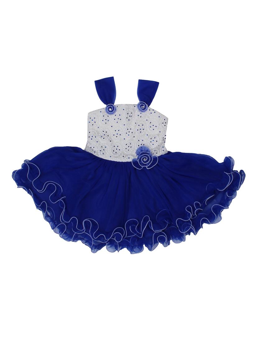 blue cotton embellished frilled frock - 14362879 - Zoom Image - 1