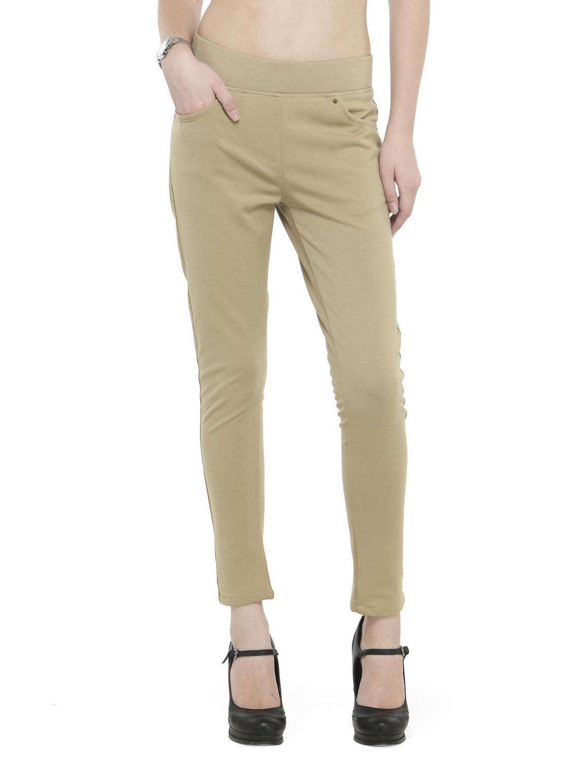 beige cotton lycra jeggings - 14366630 - Zoom Image - 1