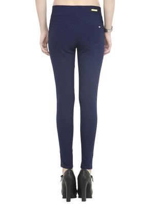 navy blue polka dots printed cotton lycra jeggings - 14366639 - Standard Image - 3