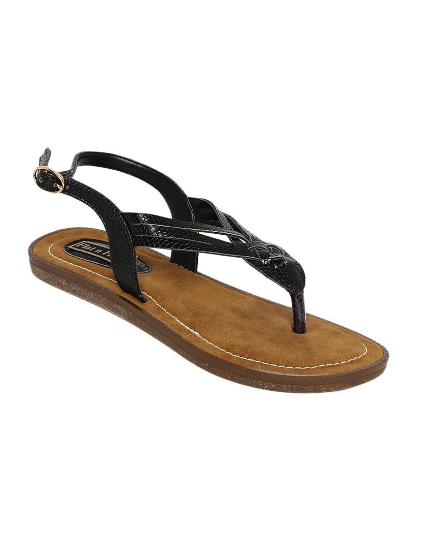 black faux leather back strap sandals - 14366910 - Zoom Image - 1