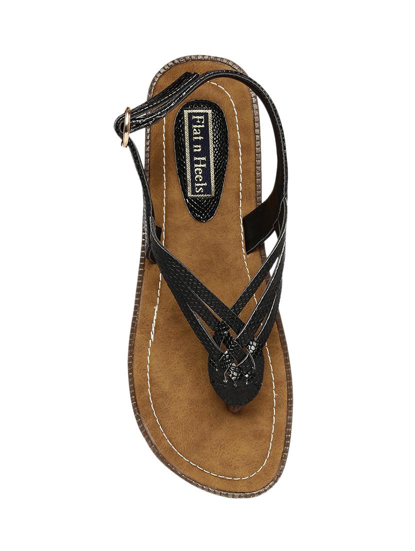 black faux leather back strap sandals - 14366910 - Zoom Image - 4