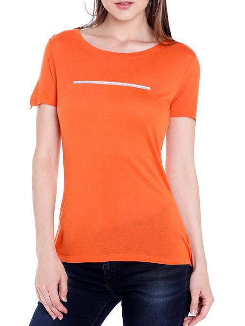 orange viscose regular tee - 14367788 - Standard Image - 1