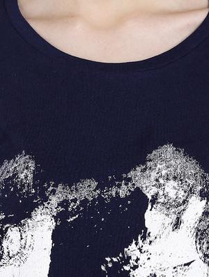 navy blue printed cotton regular tee - 14367821 - Standard Image - 4