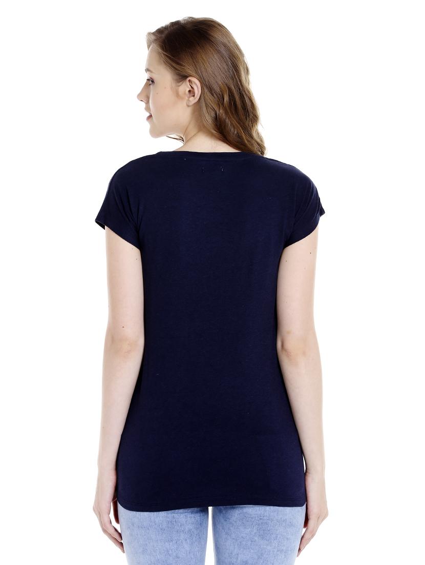 navy blue printed cotton regular tee - 14367821 - Zoom Image - 3