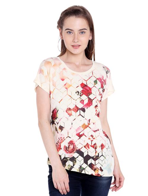 white printed viscose regular tee - 14367824 - Standard Image - 1