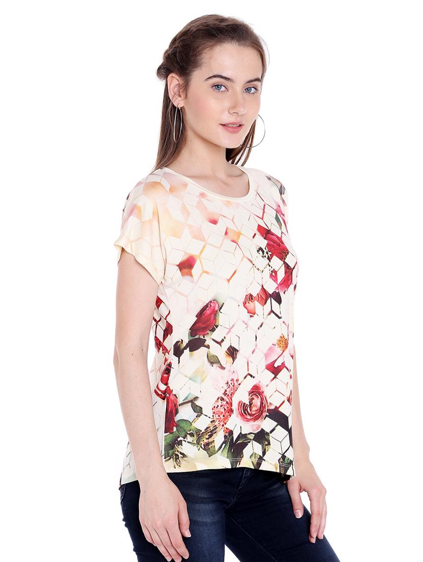 white printed viscose regular tee - 14367824 - Zoom Image - 2