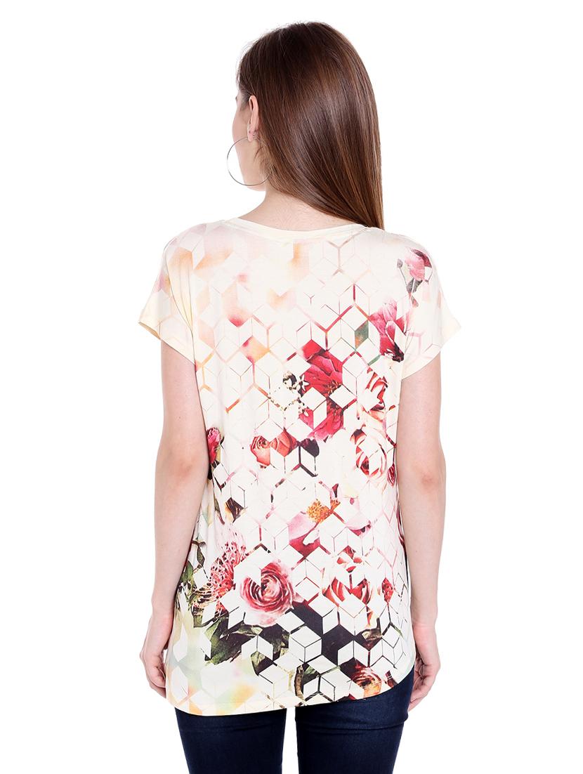 white printed viscose regular tee - 14367824 - Zoom Image - 3