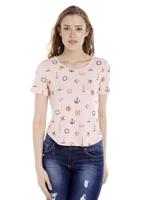 light pink printed regular tee - 14367828 - Standard Image - 1