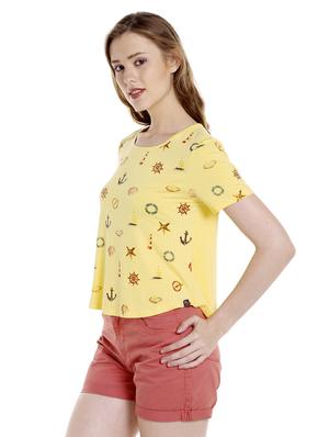yellow printed viscose regular tee - 14367829 - Standard Image - 2