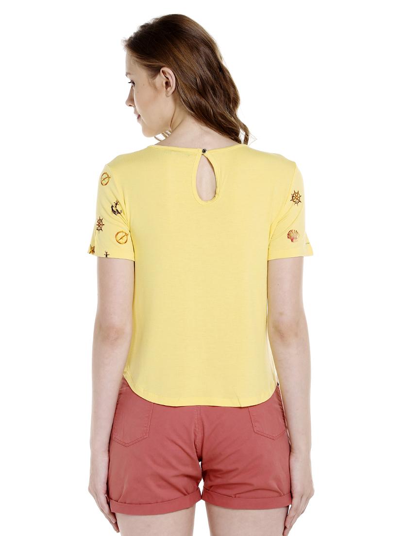 yellow printed viscose regular tee - 14367829 - Zoom Image - 3