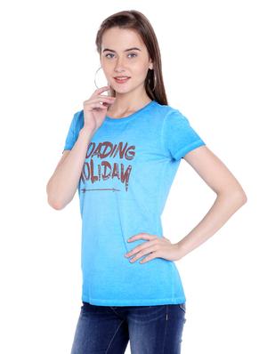 blue printed cotton regular tee - 14367831 - Standard Image - 2