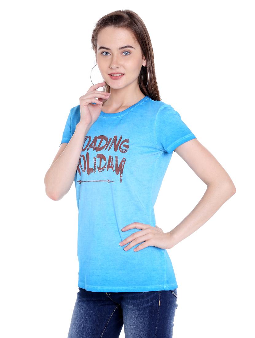 blue printed cotton regular tee - 14367831 - Zoom Image - 2