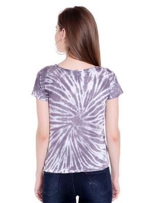 purple printed cotton crop tee - 14367835 - Standard Image - 3