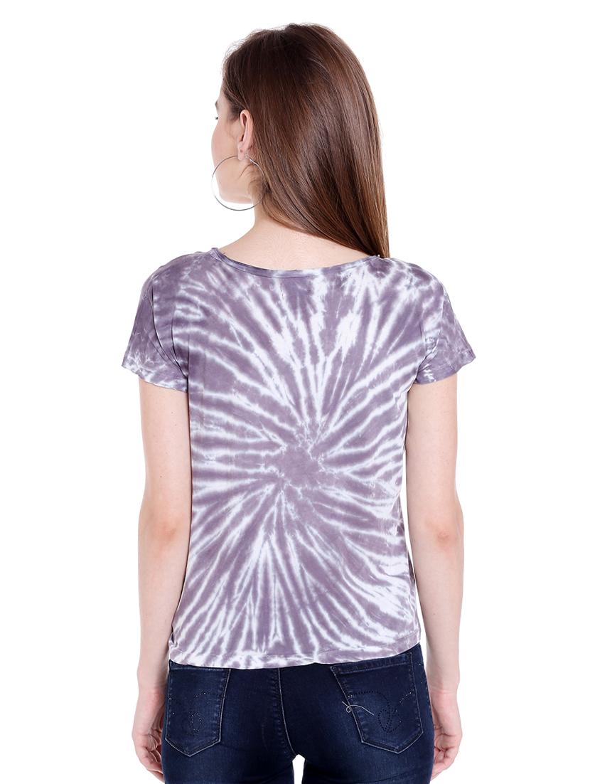 purple printed cotton crop tee - 14367835 - Zoom Image - 3