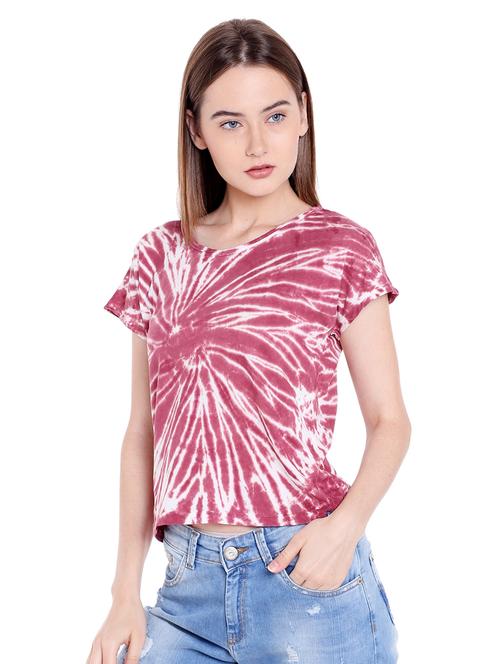 pink printed cotton crop tee - 14367836 - Standard Image - 1