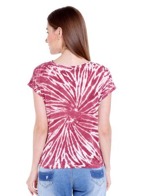 pink printed cotton crop tee - 14367836 - Standard Image - 3