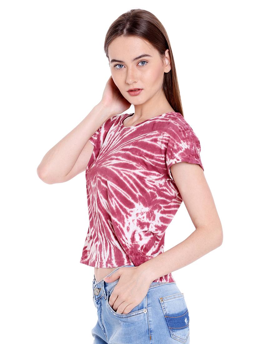 pink printed cotton crop tee - 14367836 - Zoom Image - 2
