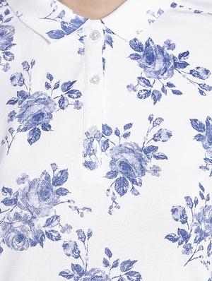 white floral printed cotton regular tee - 14367837 - Standard Image - 4