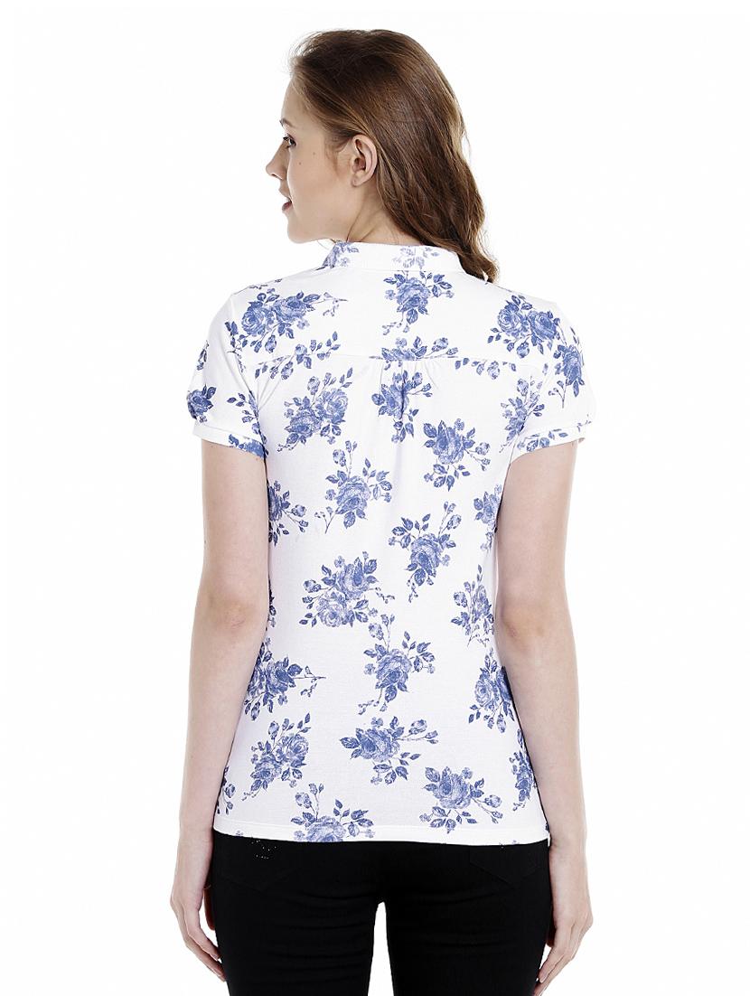 white floral printed cotton regular tee - 14367837 - Zoom Image - 3