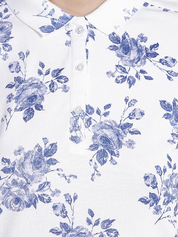 white floral printed cotton regular tee - 14367837 - Zoom Image - 4