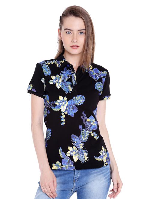 black printed cotton regular tee - 14367838 - Standard Image - 1
