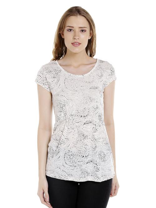 beige printed cotton regular tee - 14367840 - Standard Image - 1