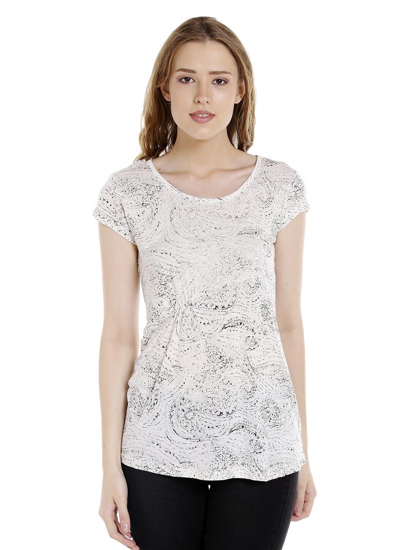 beige printed cotton regular tee - 14367840 - Zoom Image - 1