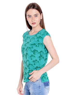 green printed cotton regular tee - 14367841 - Standard Image - 2