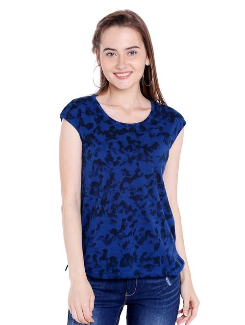 blue printed cotton regular tee - 14367842 - Standard Image - 1