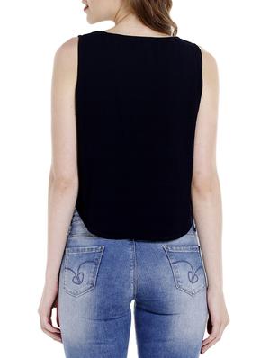 navy blue cotton crop top - 14367859 - Standard Image - 3