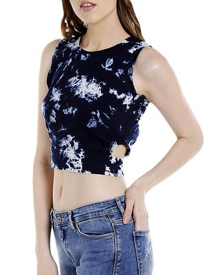 navy blue cotton crop top - 14367860 - Standard Image - 2