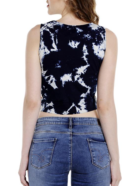 navy blue cotton crop top - 14367860 - Zoom Image - 3