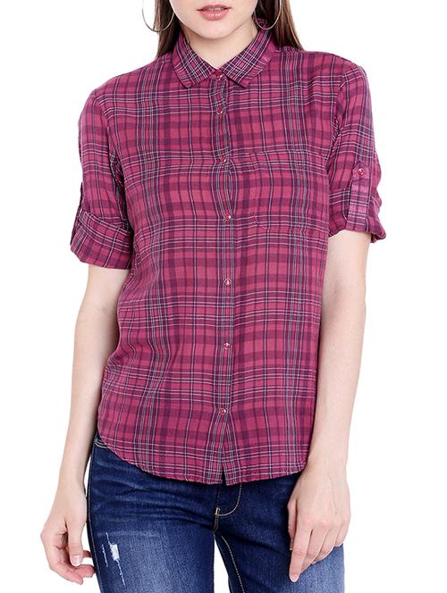 pink gingham check cotton shirt - 14367863 - Standard Image - 1