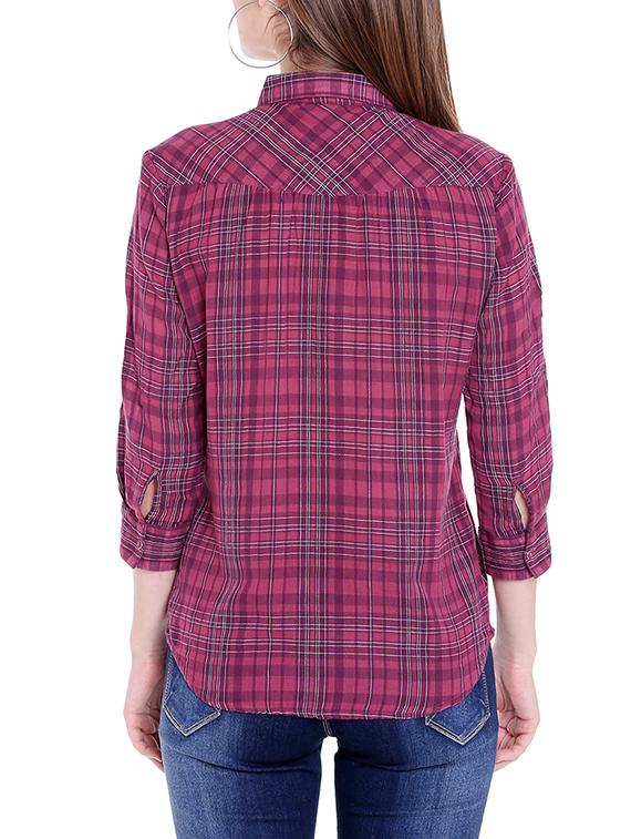 pink gingham check cotton shirt - 14367863 - Zoom Image - 3
