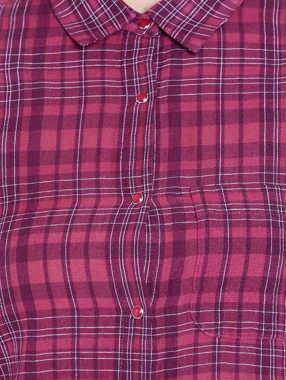 pink gingham check cotton shirt - 14367863 - Zoom Image - 4