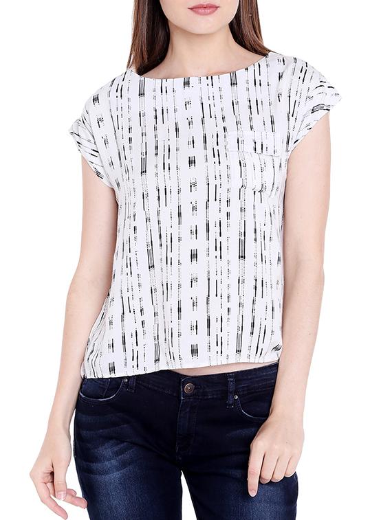 white printed viscose top - 14367867 - Zoom Image - 1
