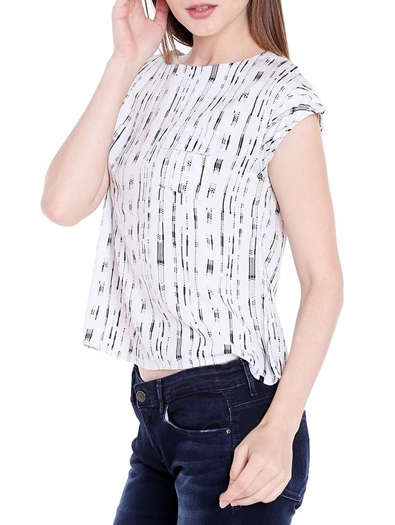 white printed viscose top - 14367867 - Zoom Image - 2