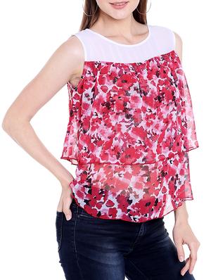 red cotton layered top - 14367868 - Standard Image - 2