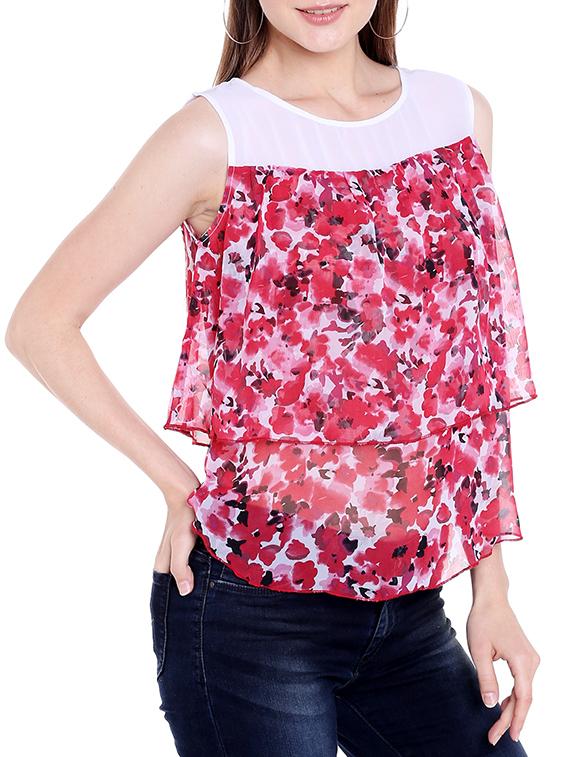 red cotton layered top - 14367868 - Zoom Image - 2