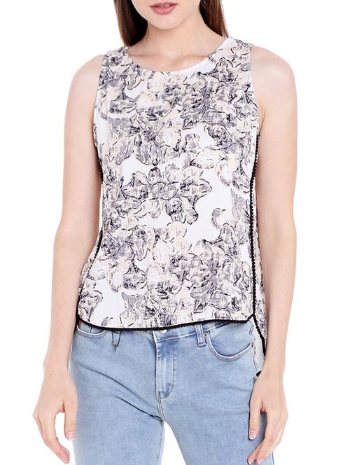 white printed viscose top - 14367870 - Standard Image - 1