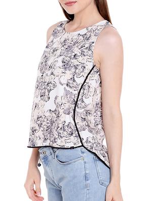 white printed viscose top - 14367870 - Standard Image - 2