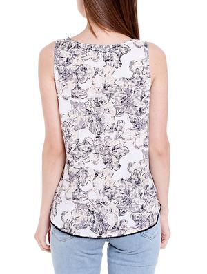 white printed viscose top - 14367870 - Standard Image - 3