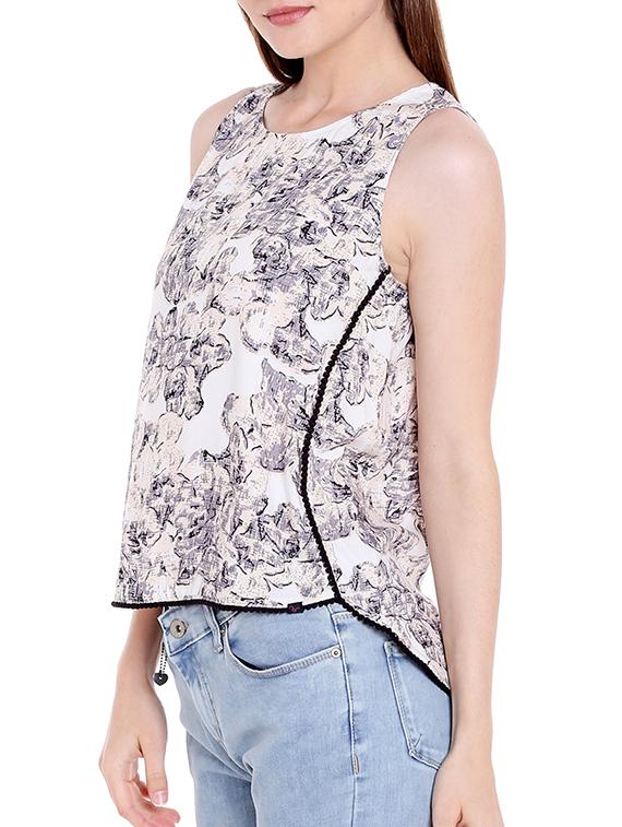 white printed viscose top - 14367870 - Zoom Image - 2