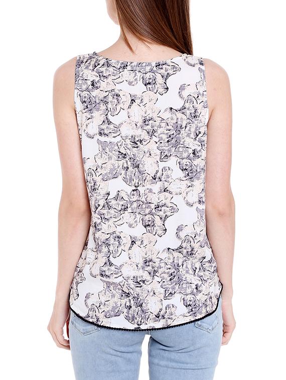 white printed viscose top - 14367870 - Zoom Image - 3