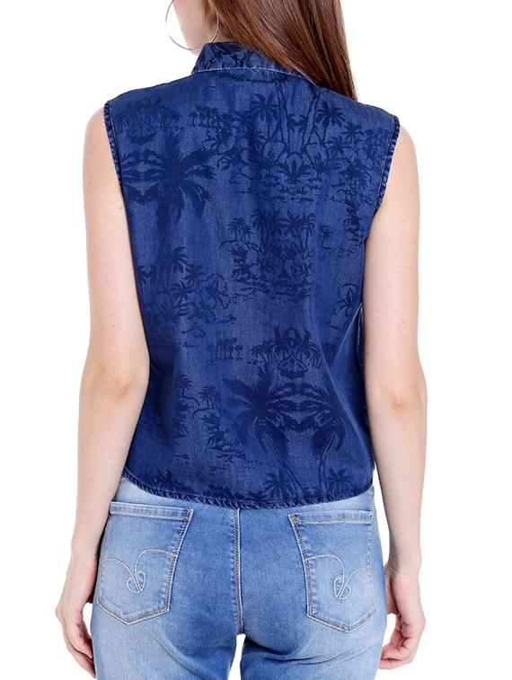 blue denim crop shirt - 14367873 - Zoom Image - 3