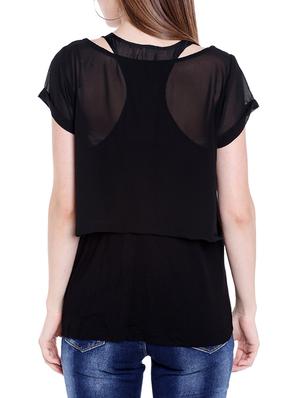 black cotton casual top - 14367876 - Standard Image - 3