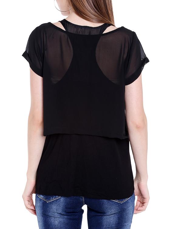 black cotton casual top - 14367876 - Zoom Image - 3