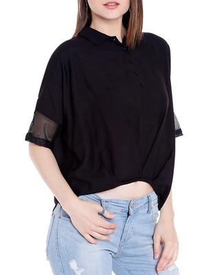 black cotton boxy top - 14367878 - Standard Image - 2