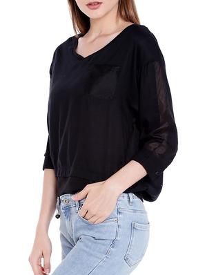 black cotton boxy top - 14367880 - Standard Image - 2