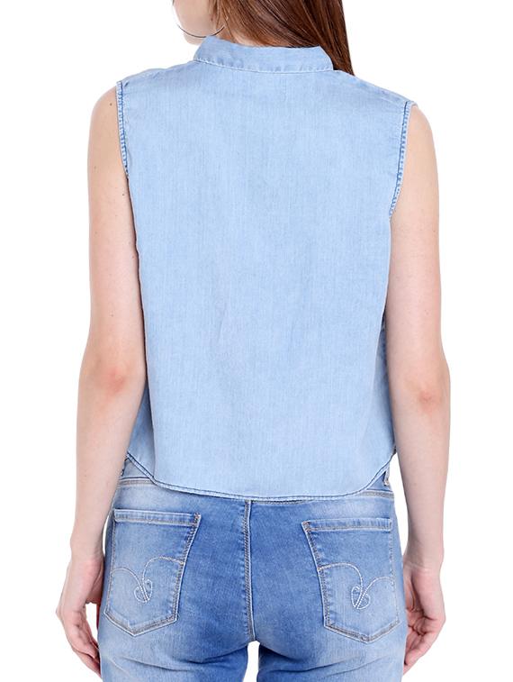 blue denim crop shirt - 14367885 - Zoom Image - 3